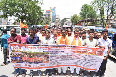 Electric rickshaw driver Sramik Sangha met in a deputation at the office DM West Tripura seeking withdrawal of ban on ferrying passengers in city areas on August 24.