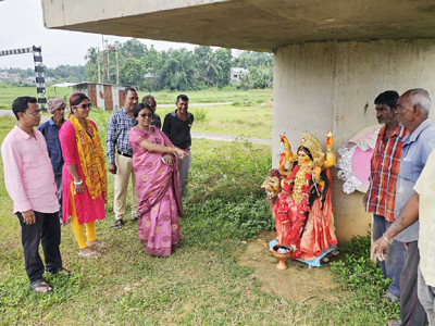 MLA of Badharghat assembly constituency  Mina Rani Sarkar took efforts to shift abandoned idols to proper locations on August 8.