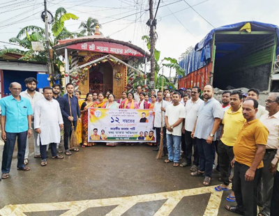 MLA of Badharghat assembly constituency, Mina Rani Sarkar leads a cleanliness drive in Agartala to mark 12 years of Prime Minister Narendra Modi tenure in office on June 9.