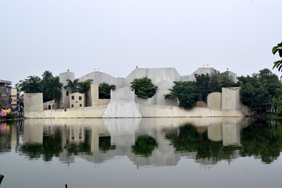The Puja pandal of Lalbahadur club of Agartala takes shape ahead of Durga Puja.