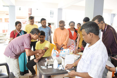 Agartala Municipal Corporation (AMC) conducts health camp for city areas affected by jaundice outbreak due to leakage in pipeline on March 31.