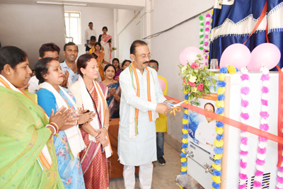 BJP Rajya Sabha MP Rajib Bhattacharjee inaugurated water cooler facility at Ramthakur Pathshala school in Agartala on March 7.