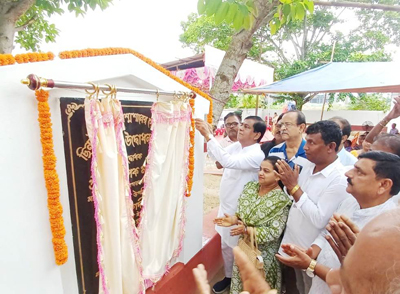 Mayor  of Agartala Municipal Corporation (AMC) Dipak Majumder inaugurates a new cremation facility at Chinaihani, Barjala, in Agartala on June 9.
