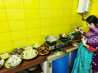 Women making Pitha and Puli at their residences on the occasion of Poush Sankranti festival in Agartala on January 14.