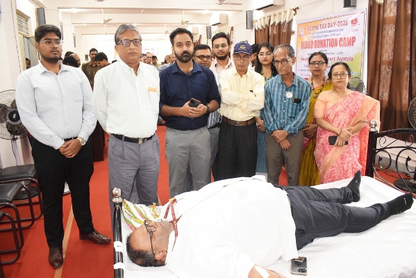 A blood donation camp was organized to mark Income Tax day at Kar Bhavan in Agartala on July 24.