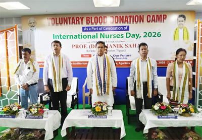 Chief Minister Dr Manik Saha attended a voluntary blood donation camp, held at the auditorium of Agartala Dental College on May 17.