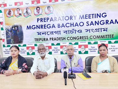 Congress leaders addressed a press conference at Congress Bhavan in Agartala on January 15.