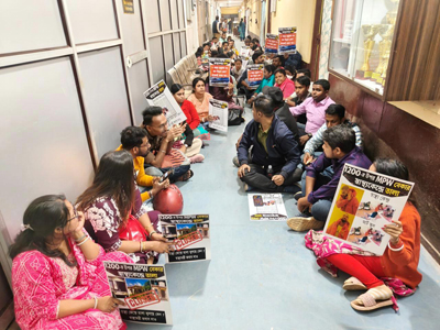 Unemployed MPW organized a protest in front of Director Health at Agartala on January 15 demanding their jobs.