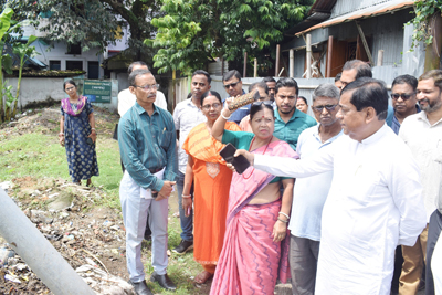 Mayor of Agartala Municipal Corporation (AMC) Dipak Majumder inspected different AMC projects at Lal Bahadur Chowmuhani area of Agartala city on September 22.