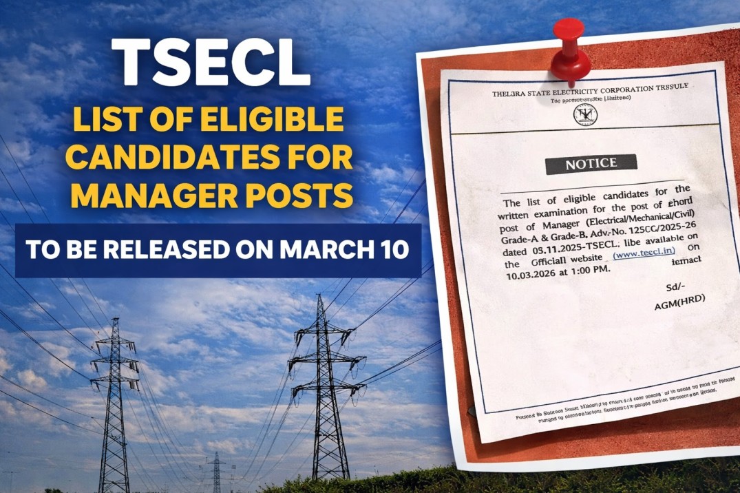 TSECL to Publish List of Eligible Candidates for Manager Posts on March 10