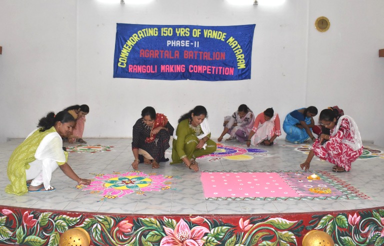 Assam Rifles celebrates Statehood Day with Rangoli competition