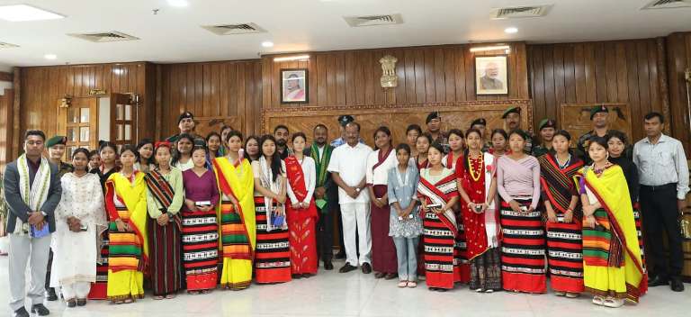 Tribal girl students from Dima Hasao meet Tripura Governor during inter-state educational tour